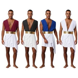 Disfraz de rol para hombre sin mangas bloque de color profundo cuello en V disfraz ropa de club nocturno - Imagen 1 de 60