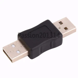 2pcs Black USB A Male to Male Connector Adapter Compliant with USB2.0 Standard - Picture 1 of 3