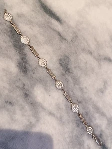 Ausgefallenes Vintage Emaille englische Rose & keltisches Gliederarmband Sterlingsilber - Bild 1 von 6