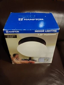 Hampton Indoor Lighting 7.25 Flushmount Oil Rubbed Bronze - Matted Ribbed Glass - Picture 1 of 7