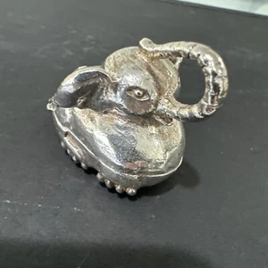 Vtg Signed 925 Sterling Silver Elephant Small Pill Trinket Box 90 Grams - Picture 1 of 13