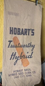Vintage Hobart's Trustworthy Hybrid Seed Corn Co Lake City Iowa IA Cloth Bag - Picture 1 of 10