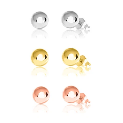 Aretes de bola de poste de plata de ley .925, para mujer y niña, de 2 a 12 mm Foto 1 de 4