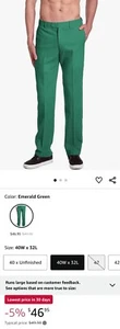 CONCITOR Brand Men's KELLY GREEN Dress Pants COTTON Flat Front Mens Trousers-18b - Picture 1 of 6