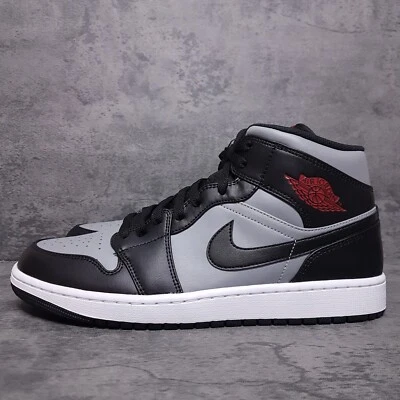 Nike Air Jordan 1 Mid Zapatos de Baloncesto para Hombres 12 Sombras Rojo Negro Gris 554724-096 Foto 1 de 4