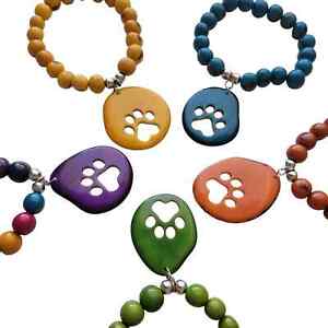Tagua nut Paw print  big charm bracelet pet lover sustainable jewelry