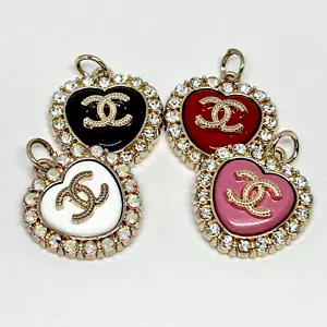 8 Hearts and Diamond Chanel Buttons CC Logo Metal 22mm Vintage (LG036) - Picture 1 of 7