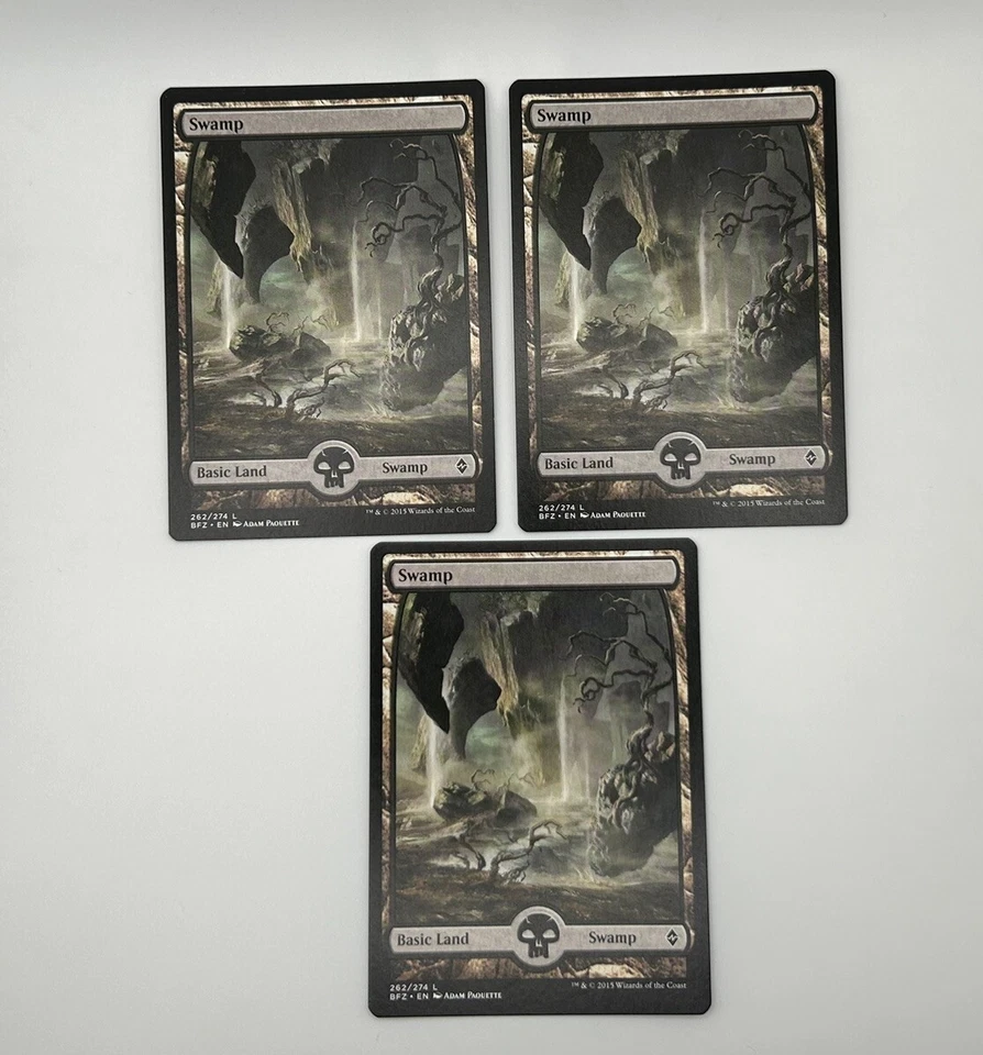 3x Swamp - Full Art Basic Land Battle for Zendikar Magic MTG 262/274 NM BFZ - Image 1 of 2