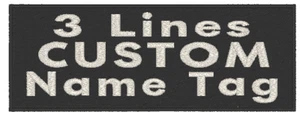 Individuell bestickt 10" x 3" Namensschild Bügelbild Patch 3 Linien WEISS LEUCHTEN IM DUNKELN - Bild 1 von 2