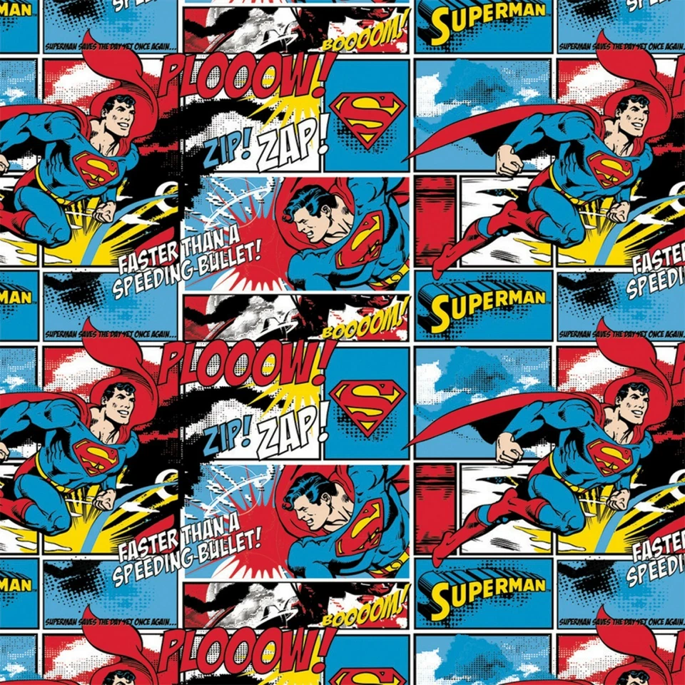 BTHY Super-Man Man of Steel Superman Superhero Cotton Flannel Fabric By 1/2 Yard - Image 1 of 1