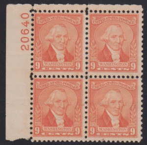 U.S. Sc #714 9 Cent George Washington Bicentennial Plate Block NH - Picture 1 of 1