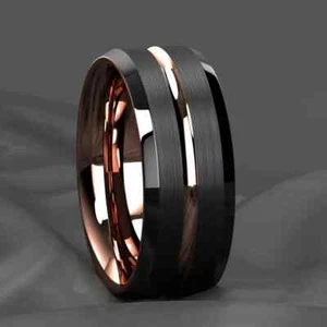 NEW MENS SIZE 13 Brushed Ring Rose Gold Plated Engagement Wedding Band US SHIP - Picture 1 of 6