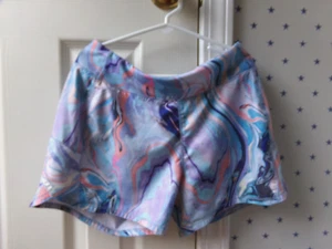 *Flaw ATHLETA Girls 12 Record Breaker Shorts 3" Blue Purple Running Colorful - Picture 1 of 14