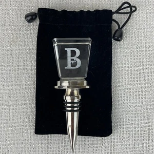 Silver Wine Stopper Crystal Top Monogram B - Bild 1 von 7