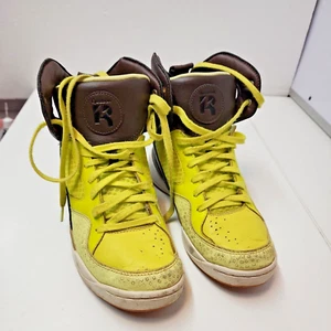 Women's Reebok Alicia Keys Court High Top Sneakers yellow & chocolate  size 7.5 - Picture 1 of 11