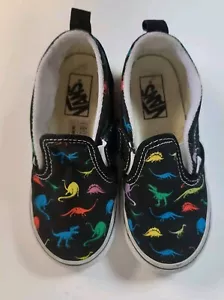 Childrens Kids Vans Classic Slip On Dinosaur Shoes Sneakers Size Toddler 10 - Picture 1 of 13