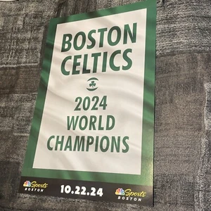 BOSTON CELTICS 2024 BANNER NIGHT AUTHENTIC FAN POSTER NBA CHAMPIONS vs Knicks - Picture 1 of 8