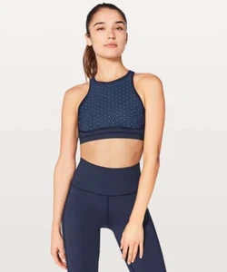 Lululemon Colour Me Schnell-BH Größe 8 blau marineweiß lasergeschnittener Sport-BH - Bild 1 von 11