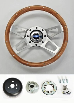 78-91 Ford F100 F150 F250 F350 Bronco  13 1/2" 4 spoke wood grip steering wheel - Image 1 of 4