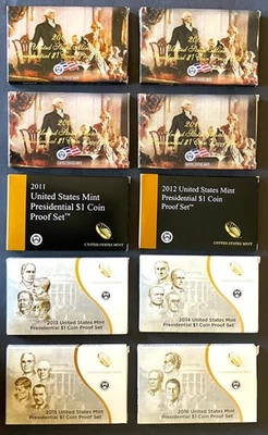 US MINT PROOF 10 PRESIDENTIAL ONE DOLLAR COIN SETS (2007-2016) COMPLETE WITH COA - Image 1 of 4