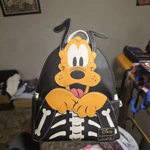 Loungefly Disney Pluto Skelett Mini Rucksack Neu Mit Etikett!! Leuchtet im Dunkeln! - Bild 1 von 4