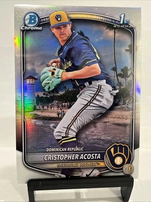2025 Bowman Chrome Christopher Acosta International Variation Refractor Brewers - Image 1 of 2