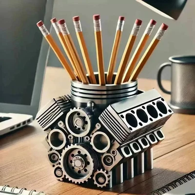 Auto Motor Stifthalter im V8 Design, Schreibtisch Organizer & Deko für Männer, B - Bild 1 von 4