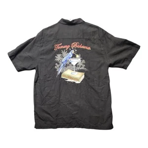 Tommy Bahama "Tequila Mocking Parrot" Kurzarm schwarz Knopfleiste L 55% Seide - Bild 1 von 4