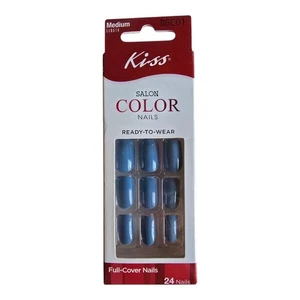 Pegamento Artificial Kiss En Uñas Squoval Medianas Azul Oscuro DGC01 Tono Apuesta Salón Colo - Imagen 1 de 7
