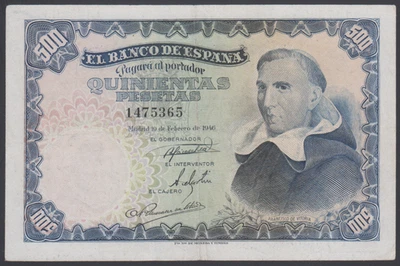 España 500 Pesetas 19-02-1946 VF P. 132a, Billete, Circulado Foto 1 de 2
