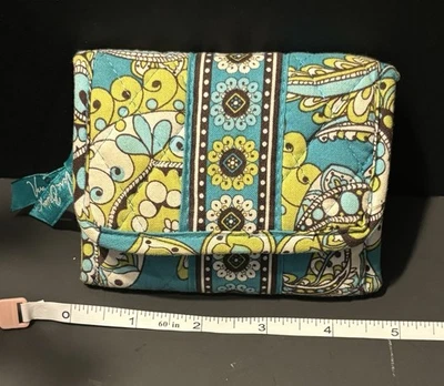 Cartera Vera Bradley Multiplegable Azul Pavo Real y Verde Patrón Floral Suave Acolchada Foto 1 de 4
