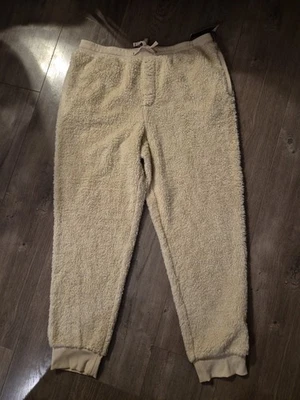 Club Room Men's Faux Sherpa Fleece Jogger Pajama Pants, Beige, Size L - Image 1 of 4