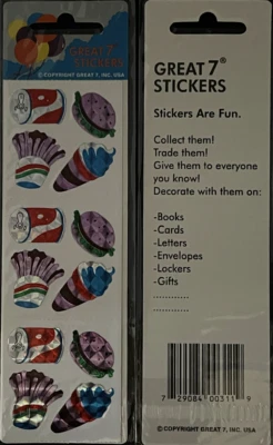 12 packages of Prismatic Fastfood Stickers, "Great 7" Sticker Designs, PPZ6300 - Image 1 of 4