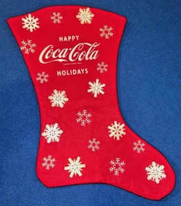 Coca-Cola Red Felt Christmas Stocking Happy Holidays Flared Top 2009 Coke - Picture 1 of 8