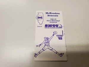 JS15 McKendree College 1992/93 Men's Basketball Pocket Schedule - Picture 1 of 2