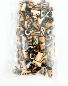 Perles de tube en argile Fimo imprimé animal tigre - Fabriquées en Afrique du Sud 10 mm - 100 pièces