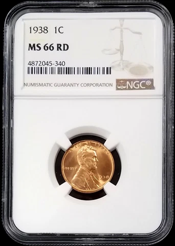 1938 Lincoln Cent graded MS 66 RD by NGC! Cover