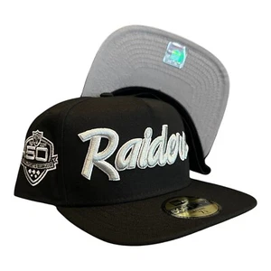 New Era Oakland Vegas Raiders A-Frame 59FIFTY Fitted Hat 50th Year Patch 7 1/8 - Picture 1 of 9