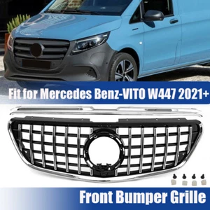 Middle Grille Black & Chrome For Mercedes Benz W447 Metris Vito Class 2021-2023 - Picture 1 of 11