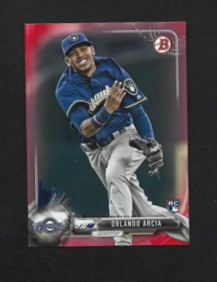Bowman Orlando Arcia RC #41 2017 rojo paralelo 3/5 - Milwaukee Brewers Foto 1 de 2