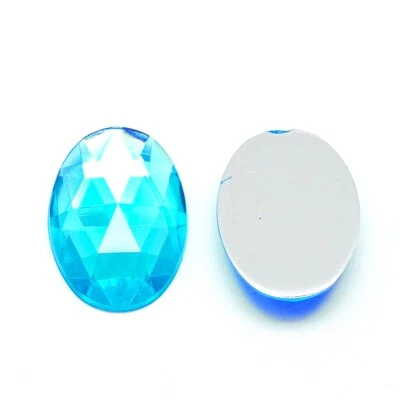 15 Perline Strass Cabochon Ovale Blu 18 X 13 MM Acrilico da Incollare - Argento - Immagine 1 di 2
