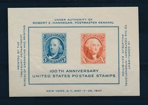 USA 1947 IMPERFORATE MINIATURE SHEET 5c + 10c STAMP CENTENARY - Picture 1 of 1