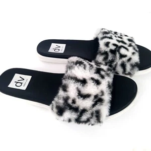 DV Dolce Via Damen-Hausschuhe Größe 6 Leopardenmuster flauschig Kunstfell schwarz Slipper - Bild 1 von 10