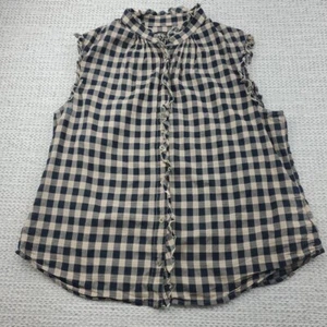 Pendleton Womens XS Sleeveless Button Up Shirt Top Ruffles Plaid Western Country - Picture 1 of 8