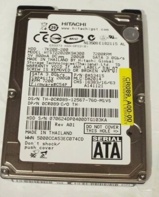 Hitachi 200GB 2.5" SATA Hard Drive HTS722020K9A300 - Image 1 of 2
