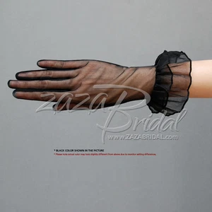 Preciosos guantes transparentes con doble volante puño longitud de muñeca 2BL - Imagen 1 de 4