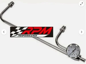 Manguera de carburador doble bombeador Holley Chrome Fuel Line 4150 calibre blanco de 3/8 - Imagen 1 de 3
