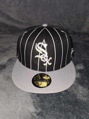 NEW ERA 59 FIFTY CHICAGO WHITE SOX BIRDCAGE BLACK GREY FITTED MENS HAT SZ 7 NEW - Image 1 of 4