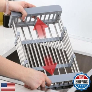 Cesta de drenaje expandible de acero inoxidable, estante de secado de platos fregadero de cocina Organi - Imagen 1 de 5