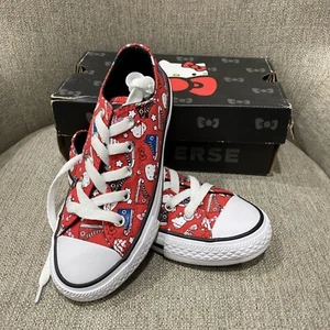 NIB Converse x Hello Kitty Chuck Taylor Low Sneakers Red Youth Size 13 - Picture 1 of 7